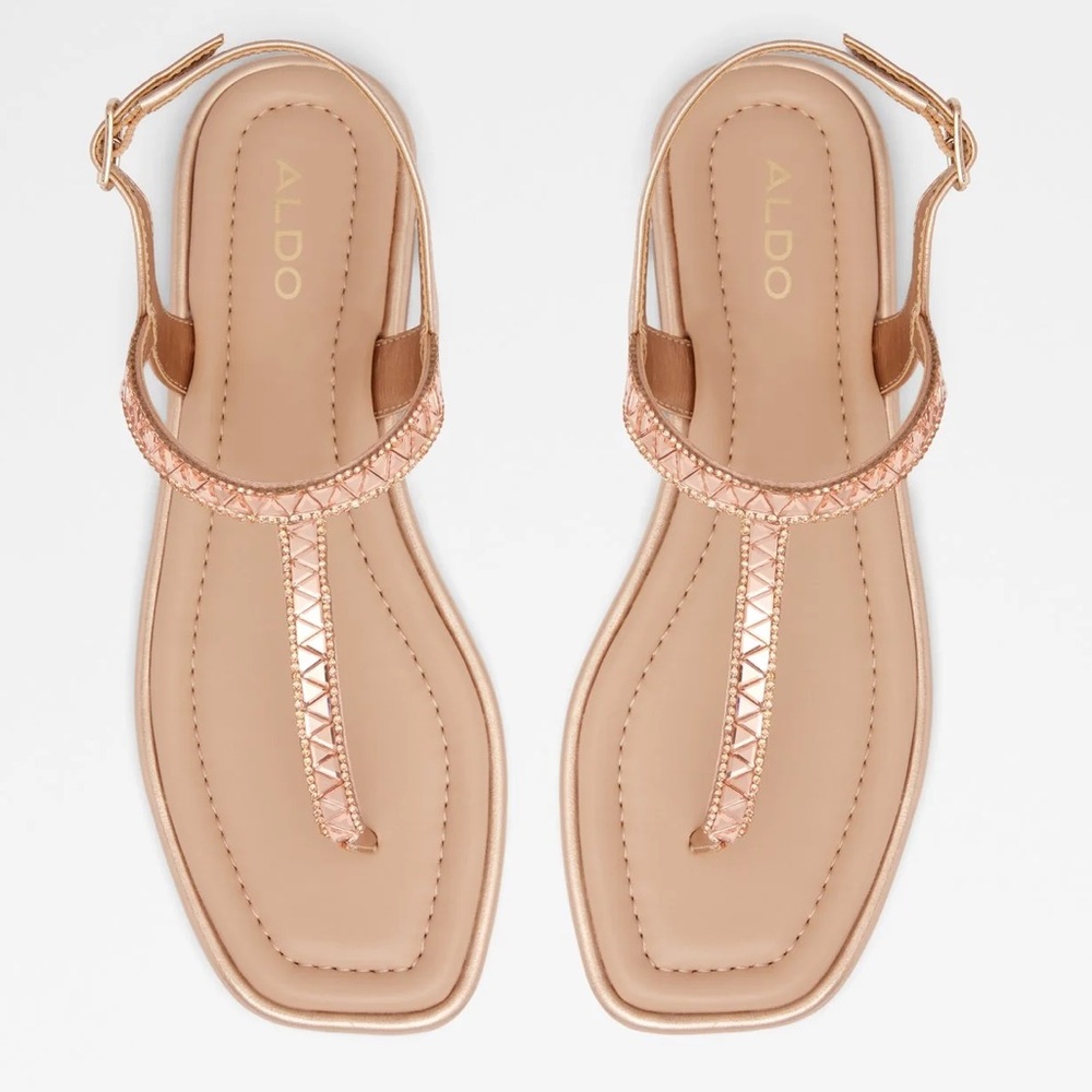 Aldo Women’s Rose Gold Rhinestone Gladiator Sandals- Size 6.5